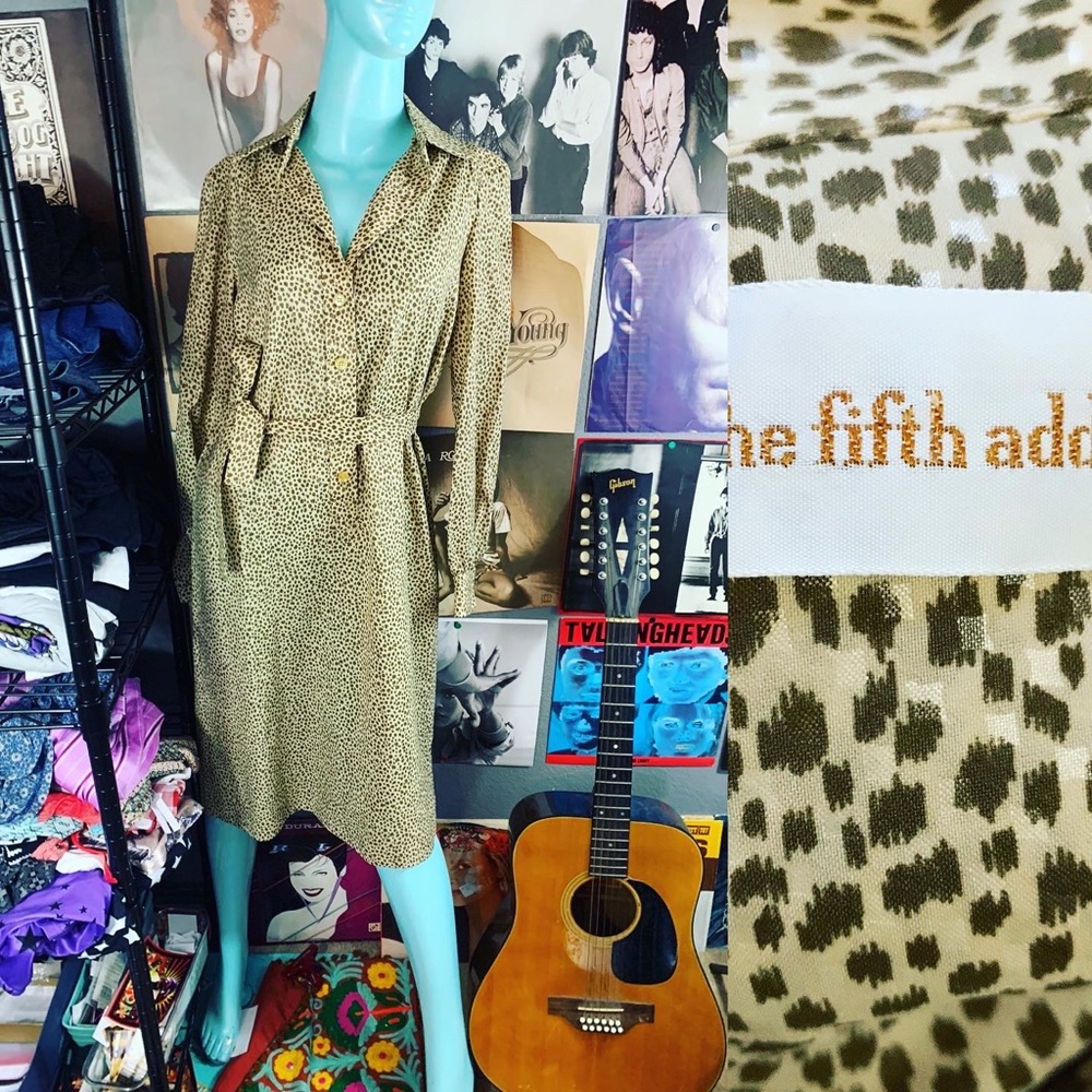 Vintage 1980’s Fifth Addition Cheetah LEOPARD CAT Animal Print Midi SHIRT DRESZ
